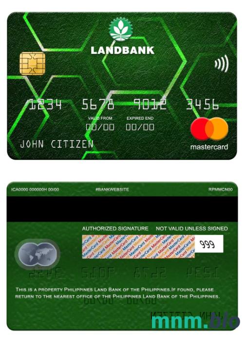 Philippines Land Bank of the Philippines przykład karty mastercard w formacie PSD